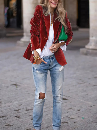 Caterina™ | Blazer en Velours Élégant