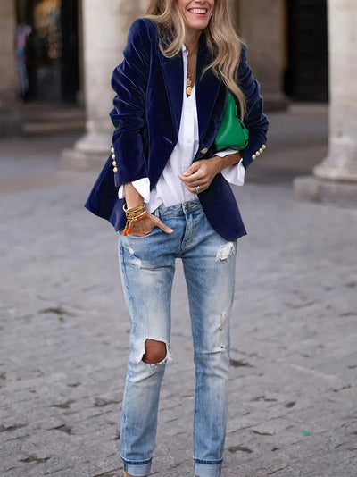 Caterina™ | Blazer en Velours Élégant
