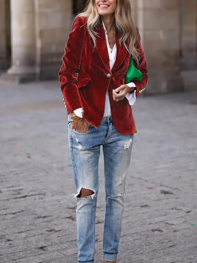 Caterina™ | Blazer en Velours Élégant