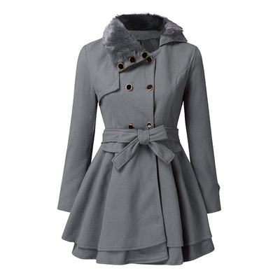 Yena | Élégant trench-coat avec fourrure végane