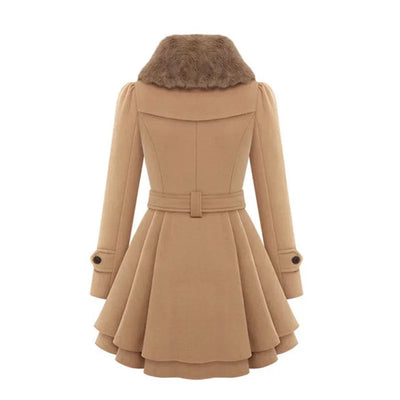Yena | Élégant trench-coat avec fourrure végane