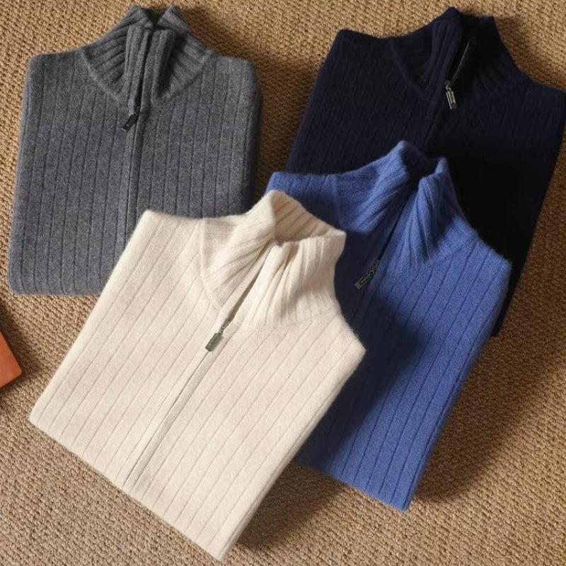 Cardigan Homme Col Montant en Laine | Épais avec Fermeture Éclair