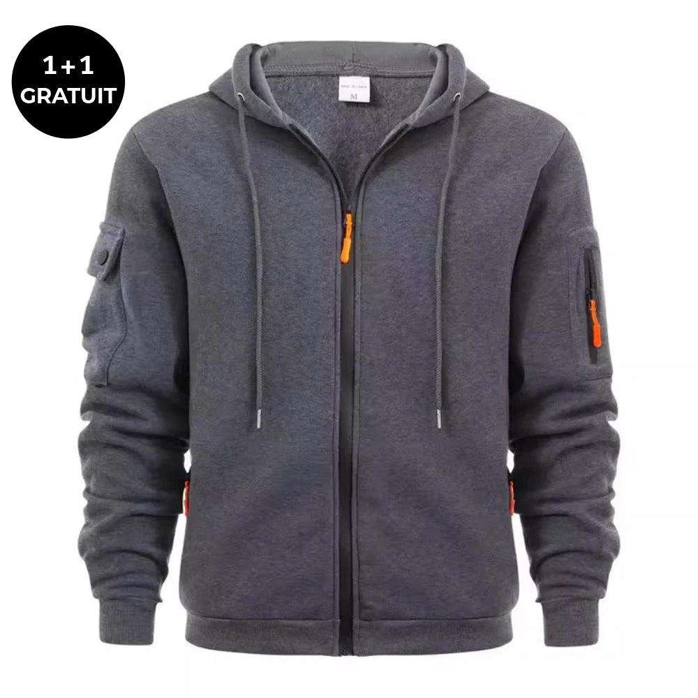SPRINGTON - Sweat à capuche zippé à manches longues pour homme