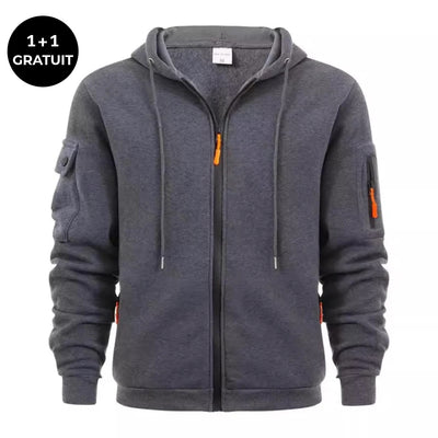 SPRINGTON - Sweat à capuche zippé à manches longues pour homme