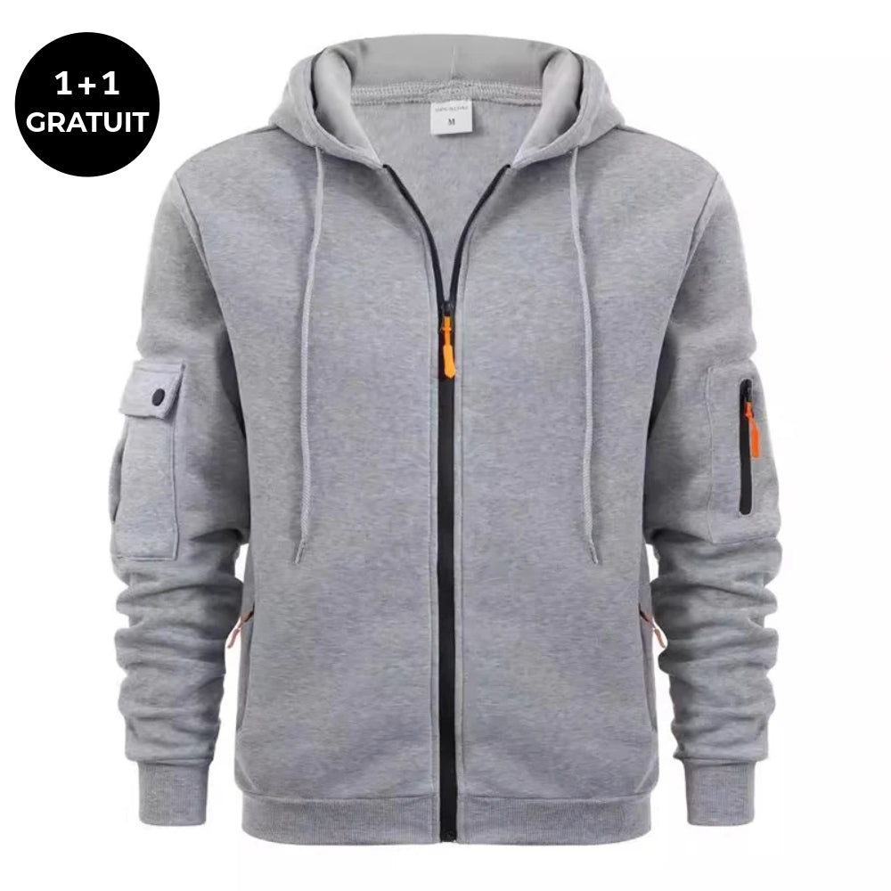 SPRINGTON - Sweat à capuche zippé à manches longues pour homme