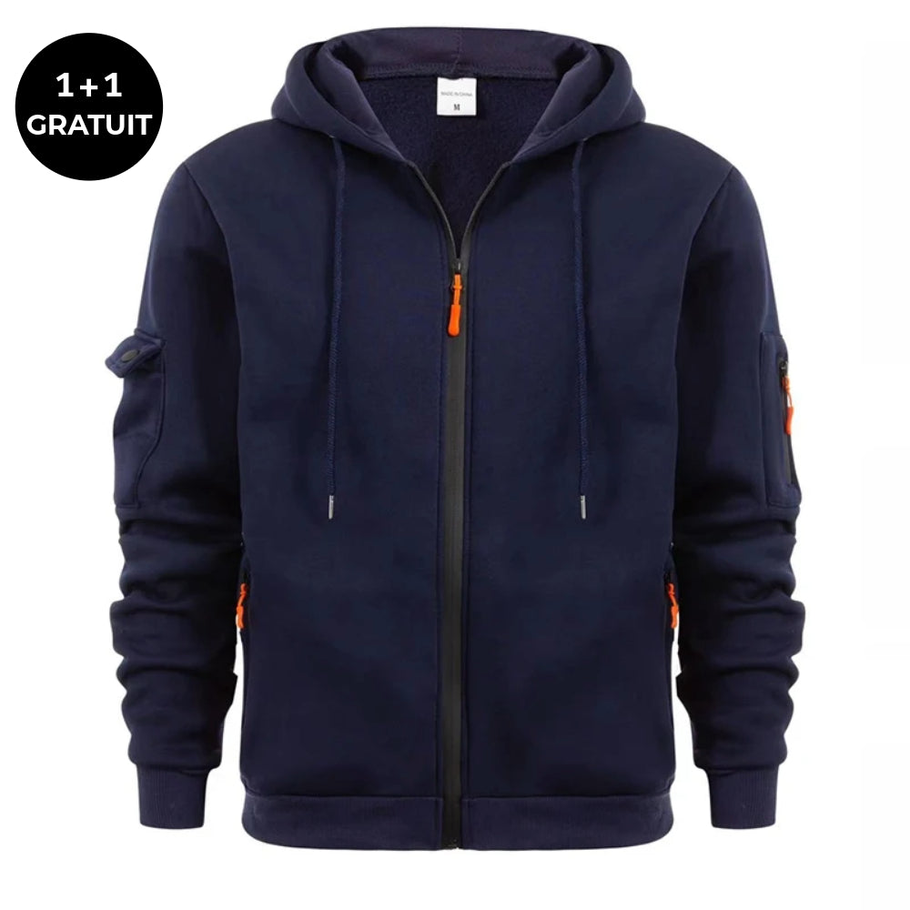 SPRINGTON - Sweat à capuche zippé à manches longues pour homme