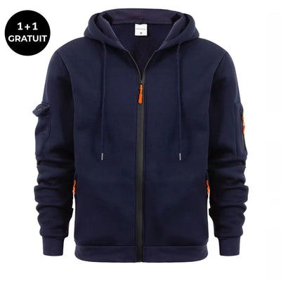 SPRINGTON - Sweat à capuche zippé à manches longues pour homme