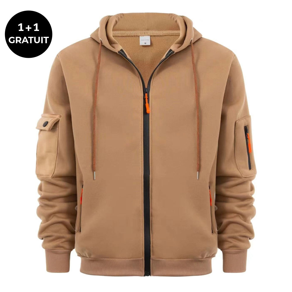 SPRINGTON - Sweat à capuche zippé à manches longues pour homme