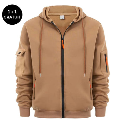SPRINGTON - Sweat à capuche zippé à manches longues pour homme