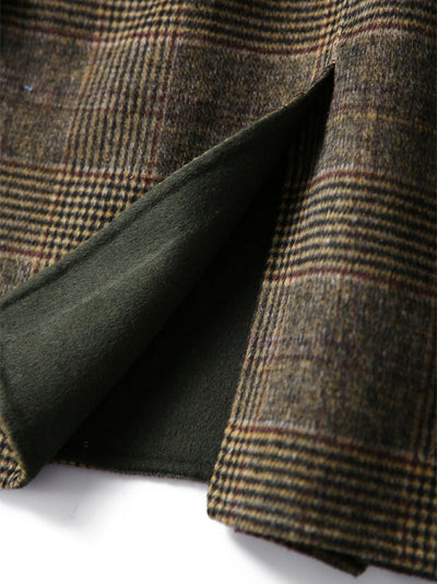 Manteau en Laine à Carreaux Classique d'Hiver
