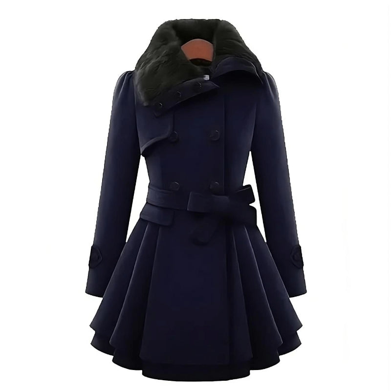 Yena | Élégant trench-coat avec fourrure végane