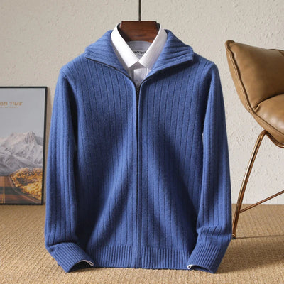 Cardigan Homme Col Montant en Laine | Épais avec Fermeture Éclair