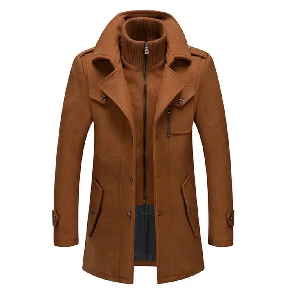 Manteau Classique en Coton pour Homme à Double Col | Parfait pour l’Automne et l’Hiver