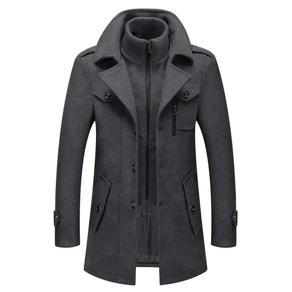 Manteau Classique en Coton pour Homme à Double Col | Parfait pour l’Automne et l’Hiver