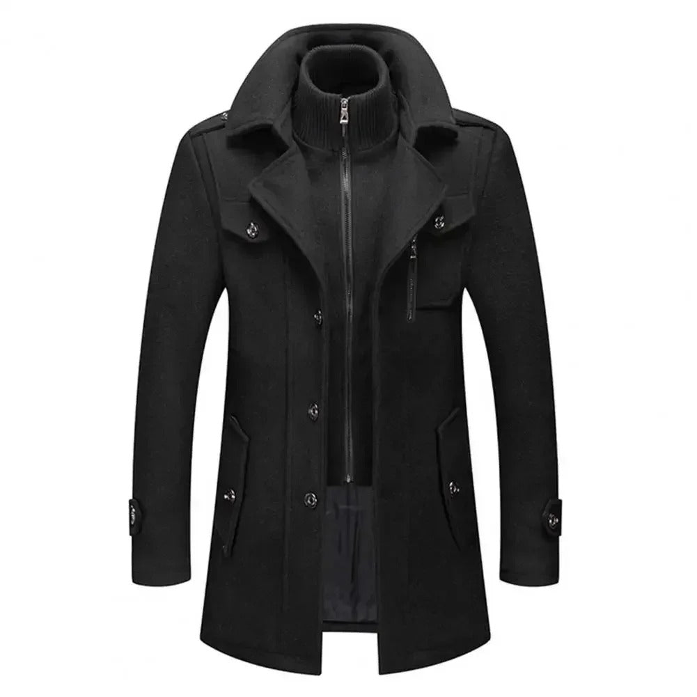 Manteau Classique en Coton pour Homme à Double Col | Parfait pour l’Automne et l’Hiver