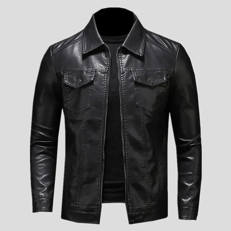 Veste en Cuir Classique pour Homme | Slim Fit avec Fermeture Éclair
