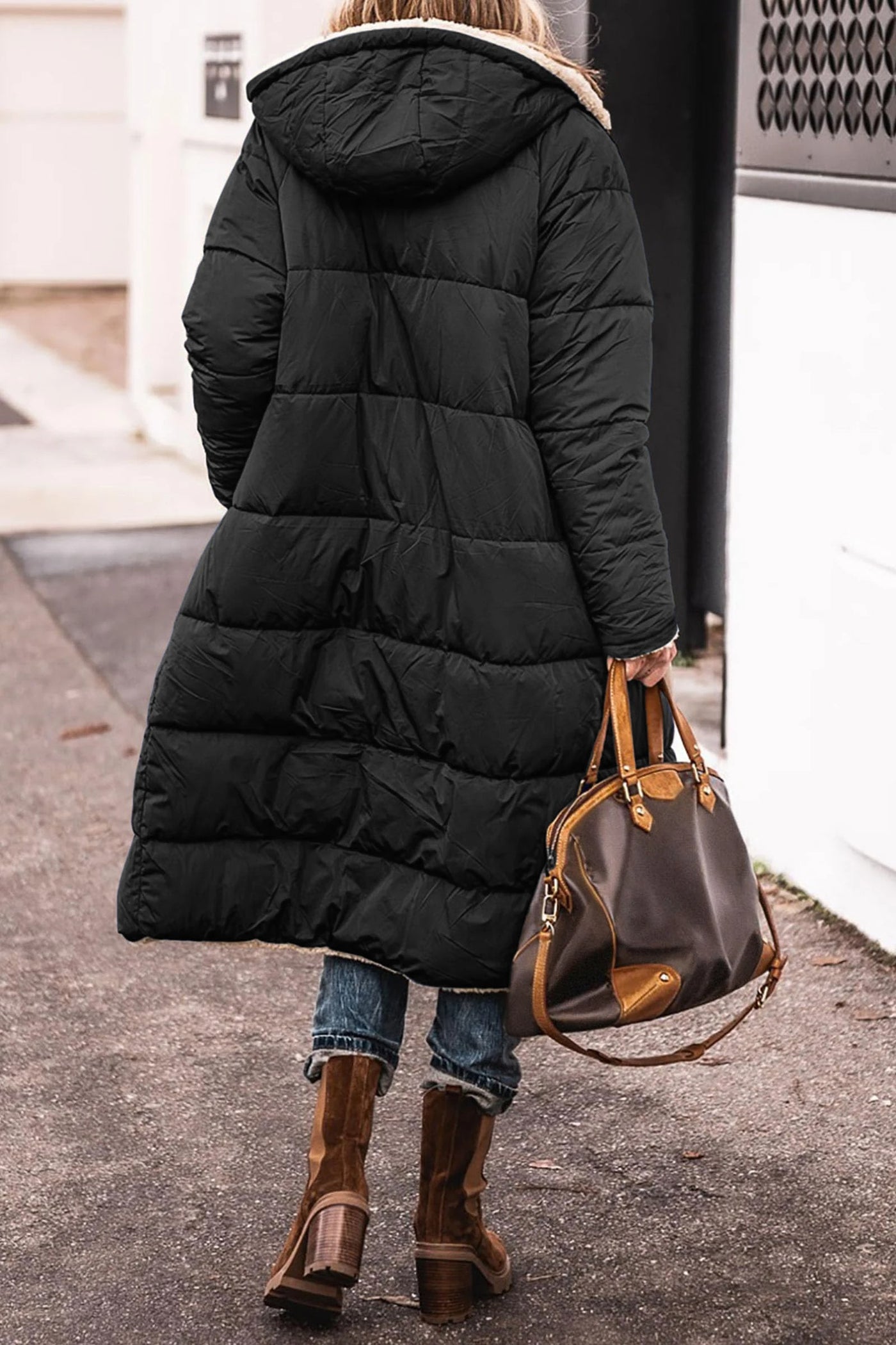 Anny | Manteau Long Réversible Doublé en Fourrure