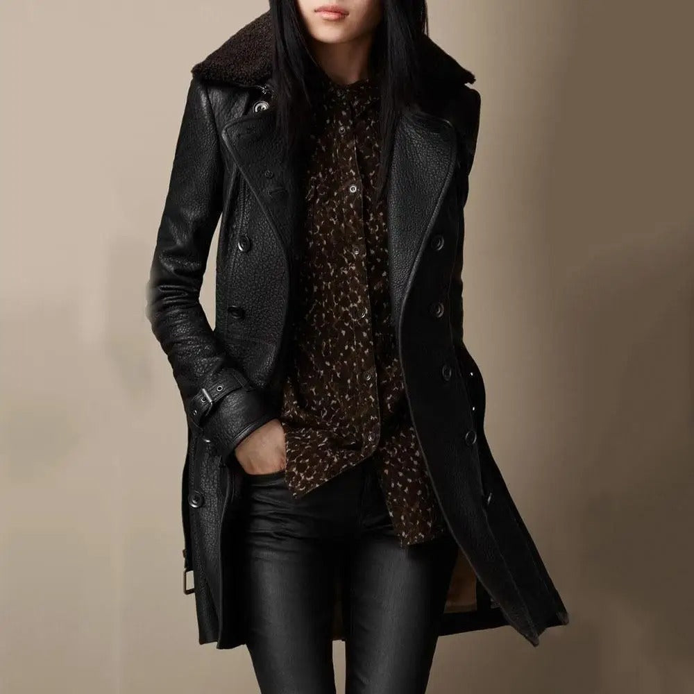 Emma | Manteau trench en cuir luxueux pour l'hiver