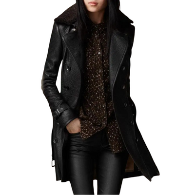 Emma | Manteau trench en cuir luxueux pour l'hiver