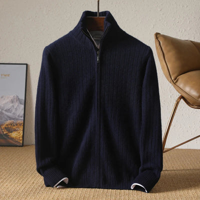 Cardigan Homme Col Montant en Laine | Épais avec Fermeture Éclair