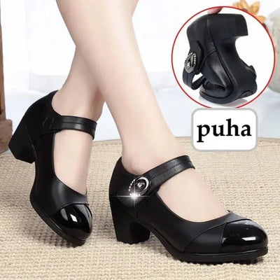 💖Livraison gratuite💖Chaussures orthopédiques en cuir à semelle souple et bouton diamant pour femmes【Confortable, antidérapant】