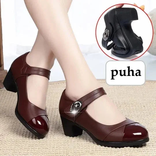 💖Livraison gratuite💖Chaussures orthopédiques en cuir à semelle souple et bouton diamant pour femmes【Confortable, antidérapant】