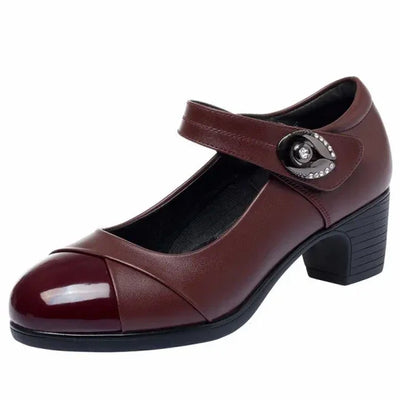 💖Livraison gratuite💖Chaussures orthopédiques en cuir à semelle souple et bouton diamant pour femmes【Confortable, antidérapant】