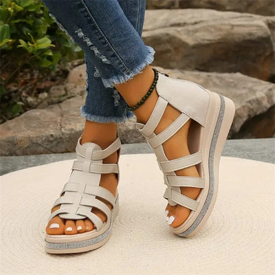 Sandales à strass avec semelle compensée